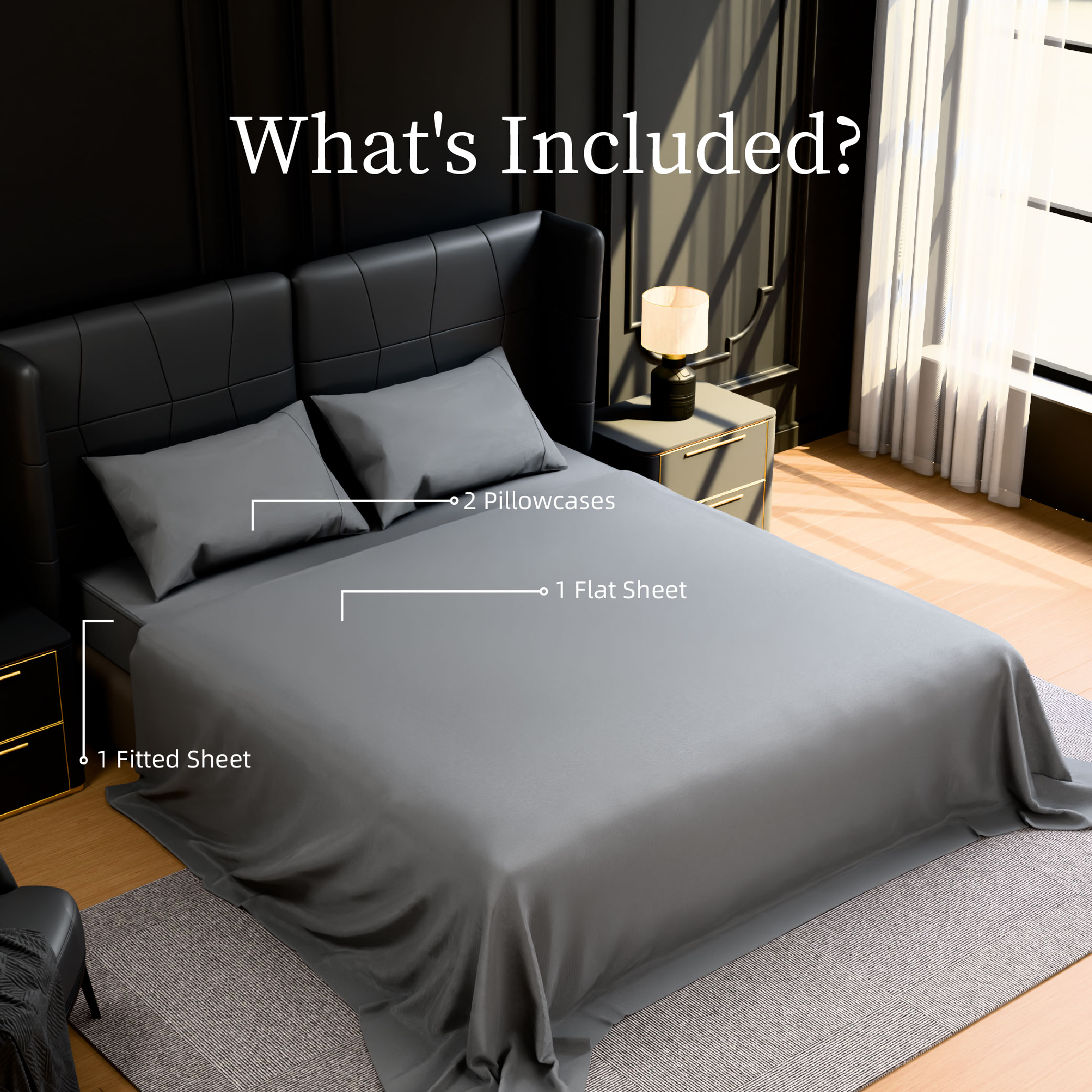 Bedding Queen Bed Sheets Set - 4 Piece Bedding - Brushed Microfiber - Shrinkage And Fade Resistant - Easy Care (Queen, Grey)_voghion.com